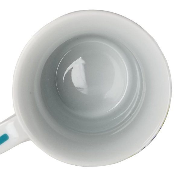 Lidded Tall 8oz Coffee Mug Gift Box Porcelain Blue/Yellow Paisley Floral B&N Mug - Picture 3 of 12